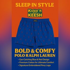 Polo Ralph Lauren Boxer Shorts Men's Medium Blue Red Pony Logo Classic‎ Iconic